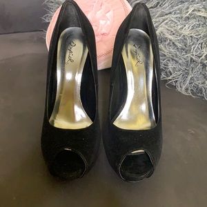 Black suede like shoe